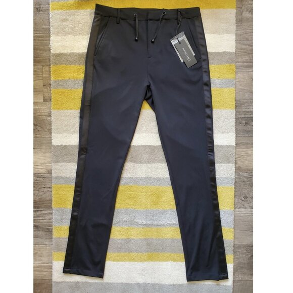 Marciano Guess Black Lenny Satin Stripe Stretch Pants NWT | 46 - Picture 1 of 7
